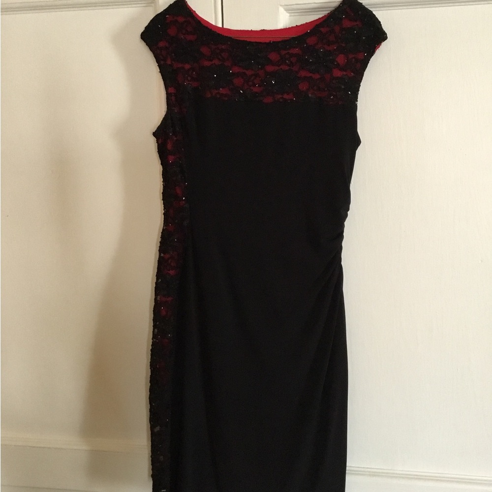 Connected Apparel Black & Red knee length dress
